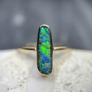 Dainty Boulder Opal Ring Up Close Photo