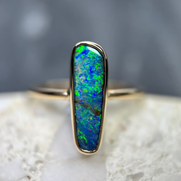 Dainty Boulder Opal Ring Up Close Pic