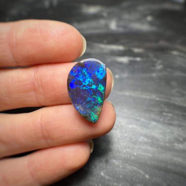 Gem Blue Boulder Opal Inside Lighting Pic