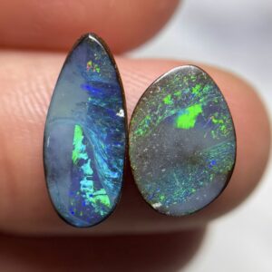 Boulder Opal Parcel, Gem Colour Play 'Aqua Terra' (2x piece) 6.75ct