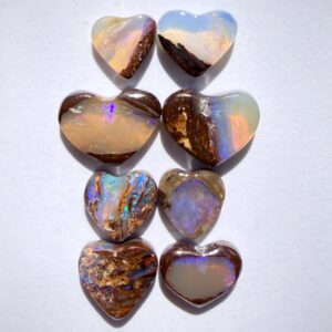 Wood Replacement & Boulder Pipe Opal Heart Parcel (8 x piece) 8.40ct